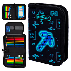 Piórnik z wyposażeniem 22el jednoklapkowy Minecraft Dark Pixel AC11 ASTRA