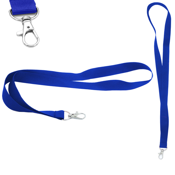 Smycz do identyfikatora na szyję 2cm karabińczyk długość 90cm niebieska