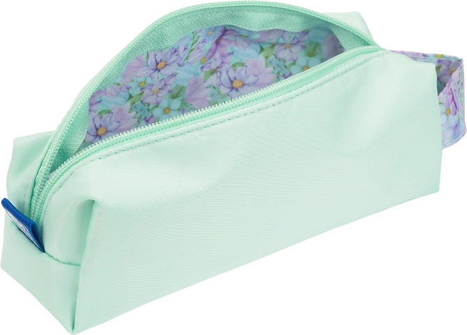 Piórnik kosmetyczka etui saszetka miętowy kwiatki flowers OXFORD