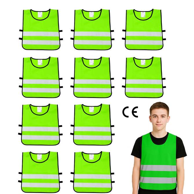 Kamizelka odblaskowa ostrzegawcza dla dzieci młodzieży 50x55cm 10szt