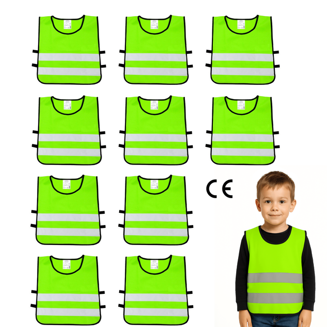Kamizelka odblaskowa ostrzegawcza dla dzieci przedszkolaków 42x45cm 10szt