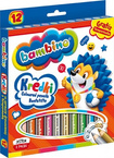 Kredki ołówkowe okrągłe grube w oprawie drewnianej 12 kolorów JUMBO BAMBINO