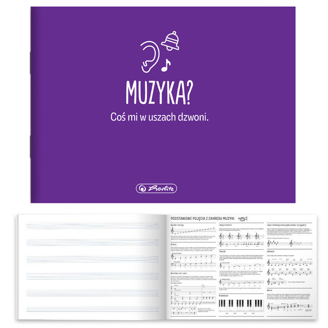 Poziomy zeszyt A5 16k muzyki nut przedmiotowy soft touch HERLITZ
