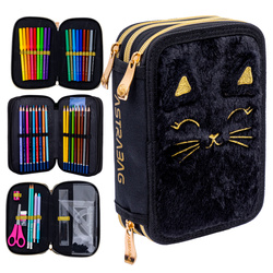 Piórnik potrójny wyposażenie 46el Jumbo futrzany kotek Fluffy Kitty ASTRA