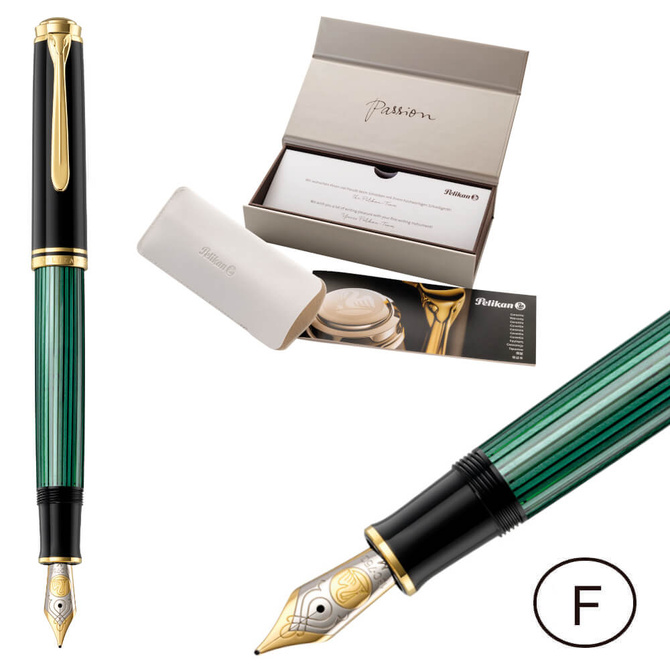 Pióro wieczne Souverän M1000 F Black-Green na prezent premium FWI PELIKAN