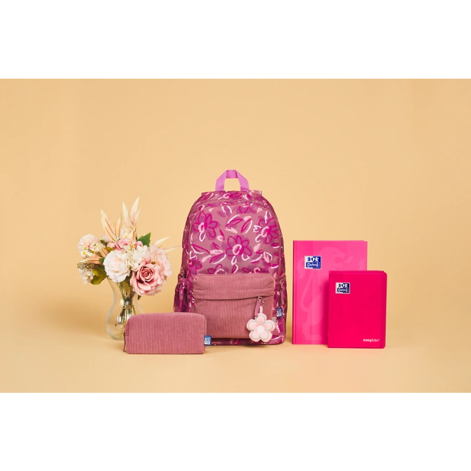 Plecak szkolny młodzieżowy ciemnoróżowy kwiatki 26l Bloom OXFORD