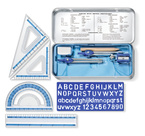 Zestaw geometryczny kreślarski cyrkiel ekierka metalowe etui 10el STAEDTLER