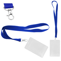 Identyfikator pionowy holder A7 przezroczysty targowy 81x110mm + smycz 90cm