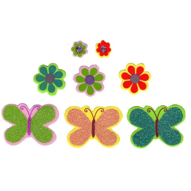 Naklejki piankowe kwiaty, motylki  69szt CRAFT-FUN