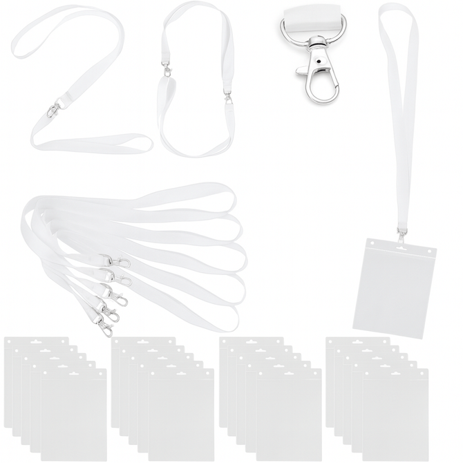 Identyfikator pionowy holder kieszonka A6 115x150mm + smycz 90cm x 20kpl