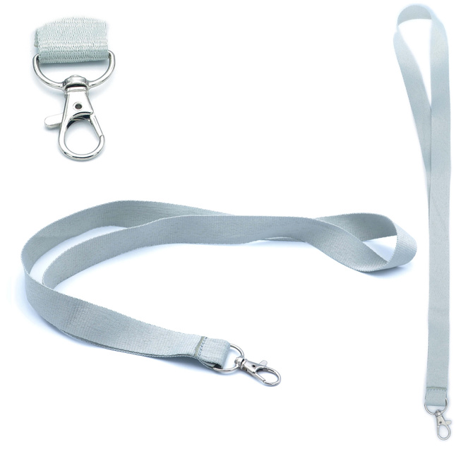 Smycz do identyfikatora na szyję 2cm karabińczyk długość 90cm szara 20szt