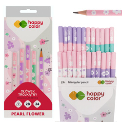 Ołówek trójkątny 2B kwiaty Pearl Flower 24szt HAPPY COLOR