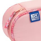 Piórnik kosmetyczka etui usztywniany z klapką brzoskwiniowy Flowers OXFORD