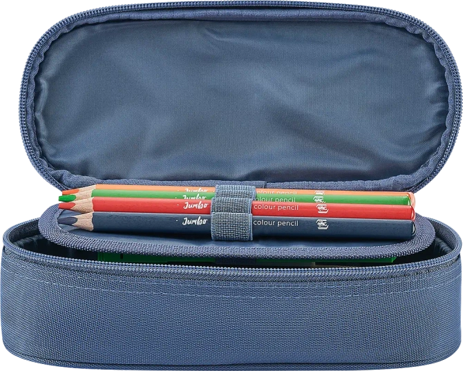 Piórnik kosmetyczka etui usztywniany z klapką granatowy SCHOOL OXFORD