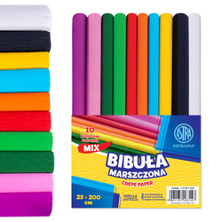 Bibuła marszczona krepina 20g/m2 zestaw 10 kolorów 25x200cm ASTRA