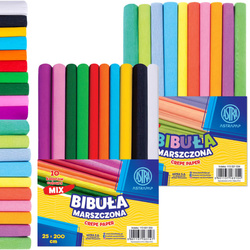 Bibuła marszczona krepina 20g/m zestaw 20kol 25x200cm pastelowa podstawowa