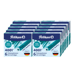 Naboje wkłady pióra wiecznego atramentowe krótkie 4001 turkus 60szt PELIKAN
