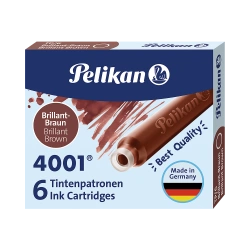 Naboje wkłady pióra wiecznego atramentowe krótkie 4001 brązowe 6szt PELIKAN