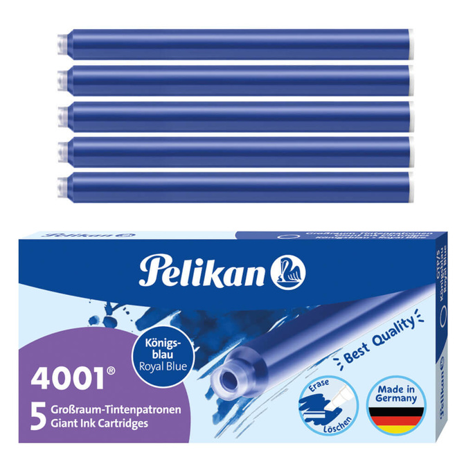 Naboje wkłady pióra wiecznego atramentowe długie 4001 niebies 5szt PELIKAN