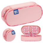 Piórnik kosmetyczka etui usztywniany z klapką brzoskwiniowy Flowers OXFORD