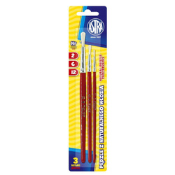 Pędzle pędzelki szkolne grubość 2/6/12 3szt ASTRA