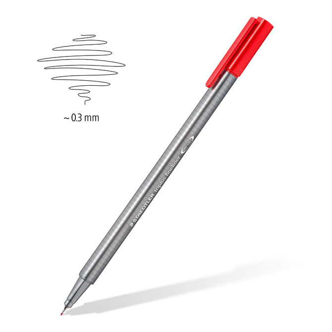 Cienkopisy trójkątne linia 0,3mm w platikowym etui Triplus 20szt STAEDTLER