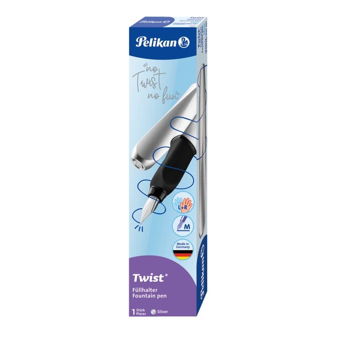 Pióro wieczne Twist dla dzieci prawo/lewo srebrne Silver PELIKAN