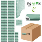 Worki biodegradowalne kompostowalne ATEST 10l 1100szt 110 rolek SIPEKO