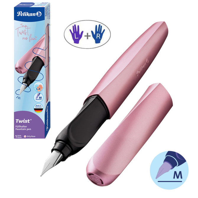 Pióro wieczne Twist dla dzieci prawo/lewo różowe Girly Rose PELIKAN