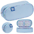 Piórnik kosmetyczka etui usztywniany z klapką błękitny Flowers OXFORD