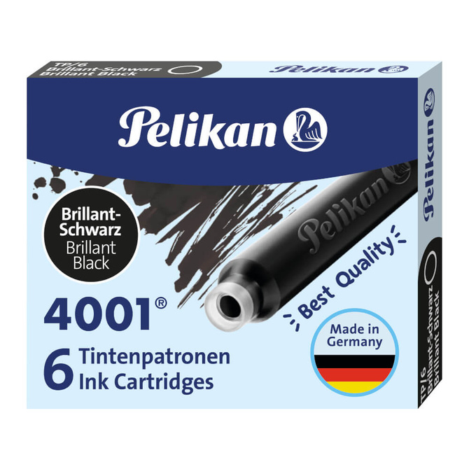 Naboje wkłady pióra wiecznego atramentowe krótkie 4001 czarne 6szt PELIKAN
