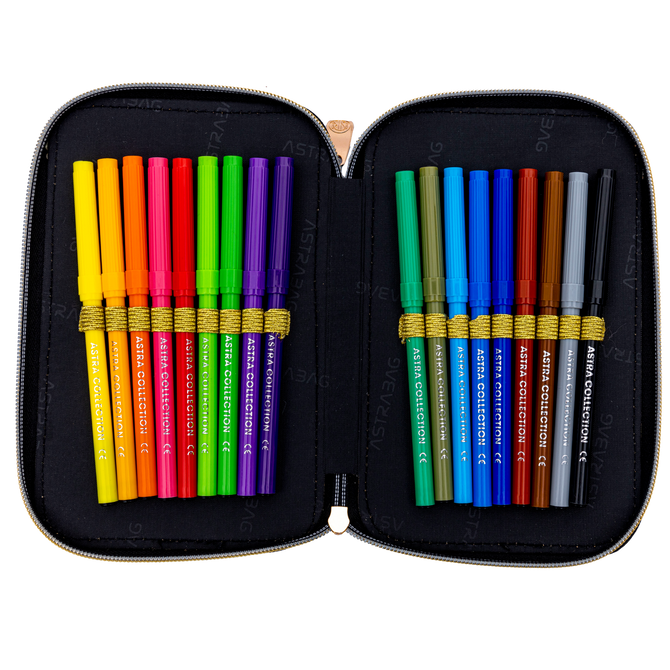 Piórnik potrójny wyposażenie 46el Jumbo futrzany kotek Fluffy Kitty ASTRA