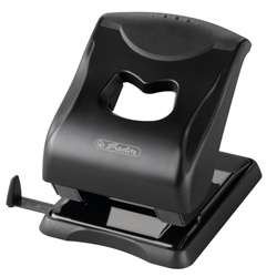 Dziurkacz biurowy metalowy duży 5mm do 40 kart ze skalą pojemnikiem HERLITZ