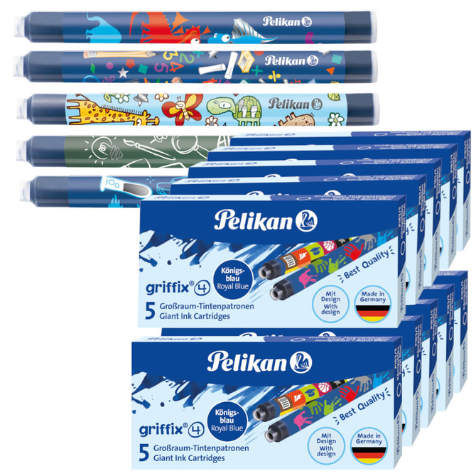 Naboje wkłady pióra wiecznego atramentowe długie Griffix 50szt PELIKAN