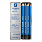 Zestaw ołówek 6szt 8B-HB metalowym pudełku etui Mars Lumograph STAEDTLER
