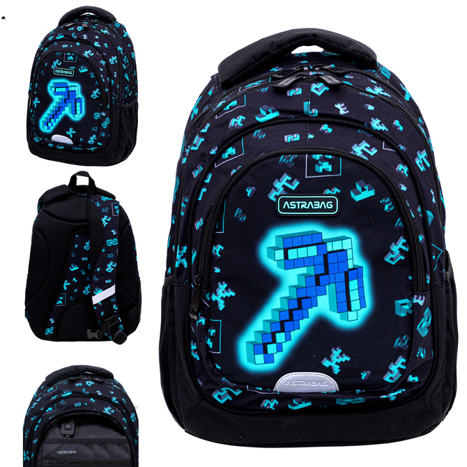 Plecak szkolny Minecraft Dark Pixel AB330 3 komorowy 20l ASTRABAG
