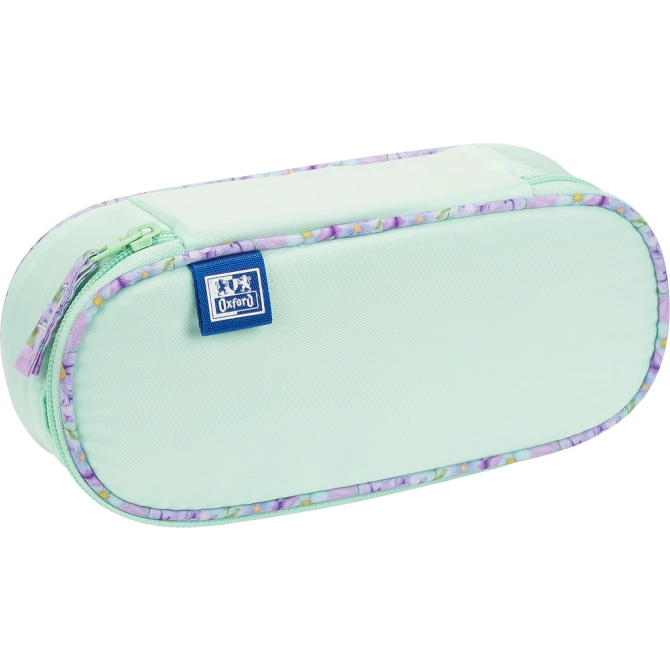 Piórnik kosmetyczka etui usztywniany z klapką miętowy Flowers OXFORD