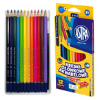 Kredki ołówkowe akwarelowe 12szt + pędzelek ASTRA