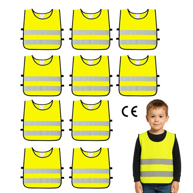 Kamizelka odblaskowa ostrzegawcza dla dzieci przedszkolaków 42x45cm 10szt
