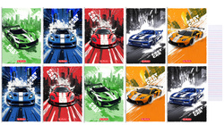 Zeszyt A5 32 kartki podwójna linia koloro 3linie 70g Fast Car 10szt HERLITZ