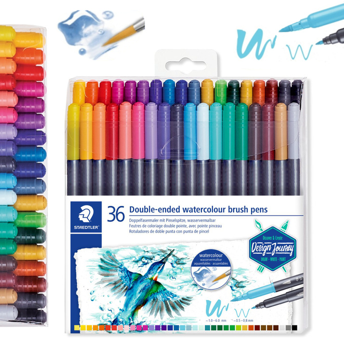 Mazaki pisaki dwustronne pędzelkowe akwarelowe brush pen 36szt STAEDTLER