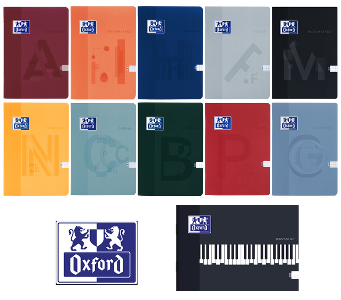 Zestaw zeszyt przedmiotowy klasa 7 11szt A5 soft touch OXFORD