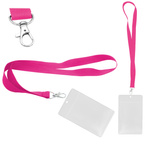 Identyfikator pionowy holder A7 przezroczysty targowy 81x110mm + smycz 90cm