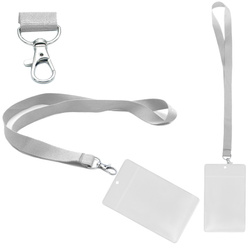 Identyfikator pionowy holder A7 przezroczysty targowy 81x110mm + smycz 90cm