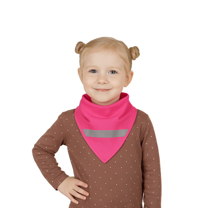 Chusta odblaskowa bandana z pasem odblaskowym dzieci 45x45x66cm różow 10szt
