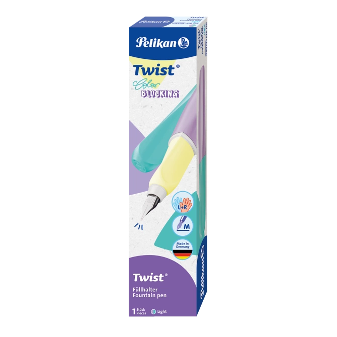 Pióro wieczne Twist dla dzieci prawo/lewo pastel Color Blocking PELIKAN
