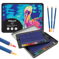 Kredki ołówkowe sześciokątne premium 48 kolorów w metalowym etui PELIKAN