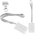 Identyfikator pionowy holder A7 przezroczysty targowy 81x110mm + smycz 90cm