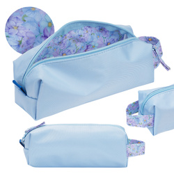 Piórnik kosmetyczka etui saszetka niebieski kwiatki flowers OXFORD