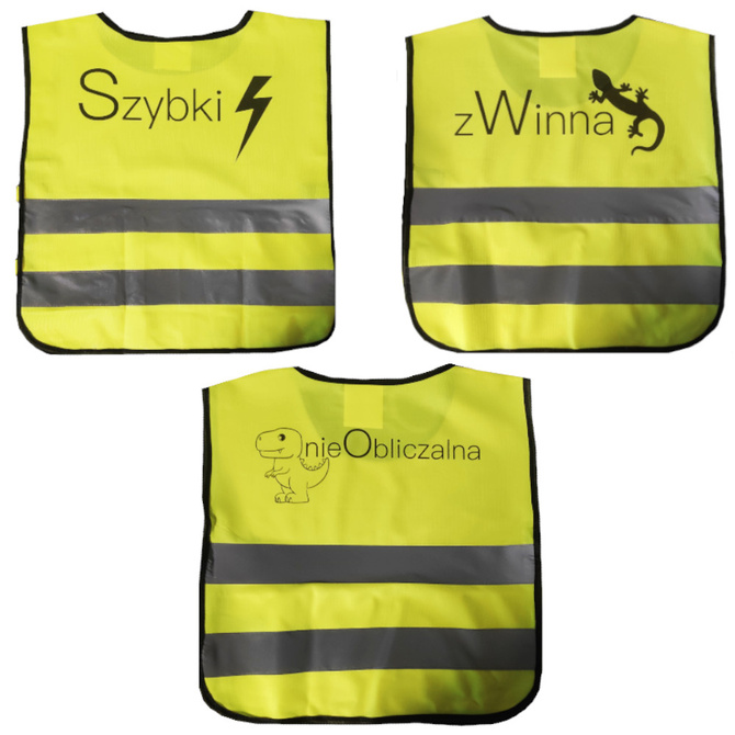 Kamizelka odblaskowa z własnym nadrukiem dla dzieci logo napis 100 sztuk